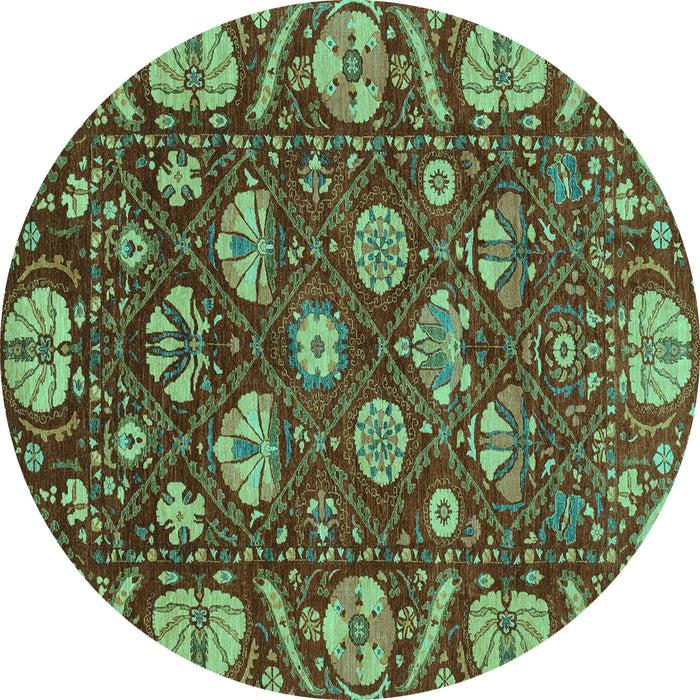 Round Abstract Turquoise Modern Rug, abs3799turq