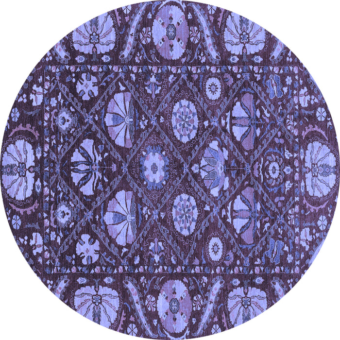 Round Abstract Blue Modern Rug, abs3799blu