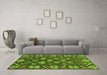 Machine Washable Abstract Green Modern Area Rugs in a Living Room,, wshabs3799grn