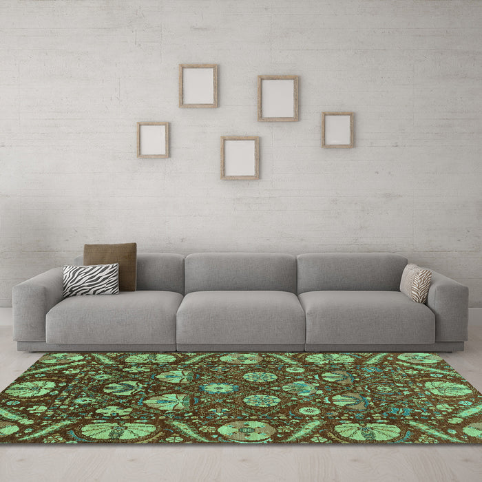 Machine Washable Abstract Turquoise Modern Area Rugs in a Living Room,, wshabs3799turq