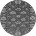 Round Abstract Gray Modern Rug, abs3799gry