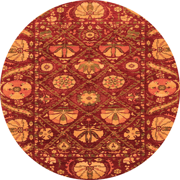 Round Abstract Orange Modern Rug, abs3799org