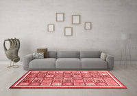 Machine Washable Abstract Red Modern Rug, wshabs379red