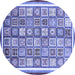 Round Machine Washable Abstract Blue Modern Rug, wshabs379blu