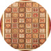 Round Abstract Orange Modern Rug, abs379org