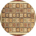 Round Machine Washable Abstract Brown Modern Rug, wshabs379brn