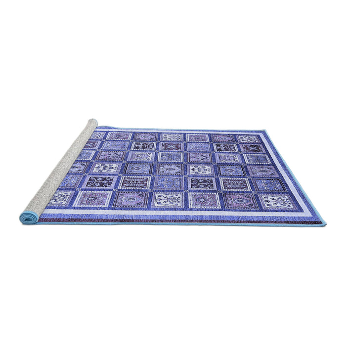 Sideview of Machine Washable Abstract Blue Modern Rug, wshabs379blu