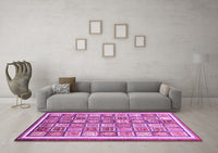 Machine Washable Abstract Pink Modern Rug, wshabs379pnk