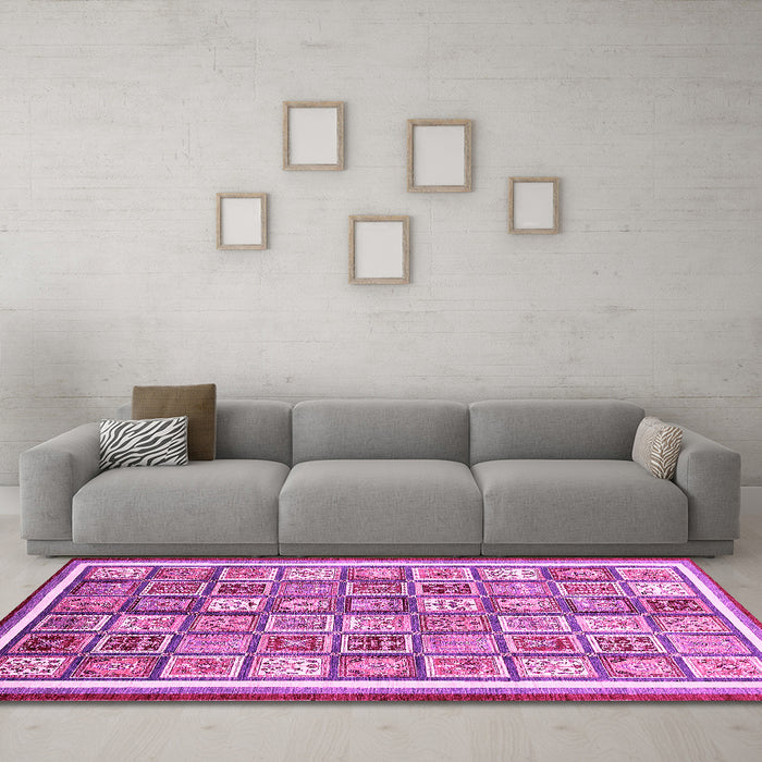 Machine Washable Abstract Pink Modern Rug in a Living Room, wshabs379pnk