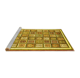 Sideview of Machine Washable Abstract Yellow Modern Rug, wshabs379yw