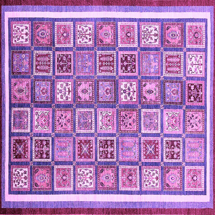 Square Machine Washable Abstract Purple Modern Area Rugs, wshabs379pur
