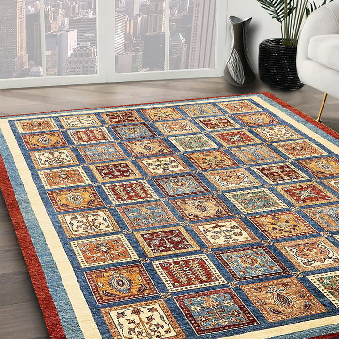 Abstract Chestnut Brown Modern Rug in Family Room, abs379