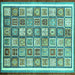 Square Abstract Turquoise Modern Rug, abs379turq