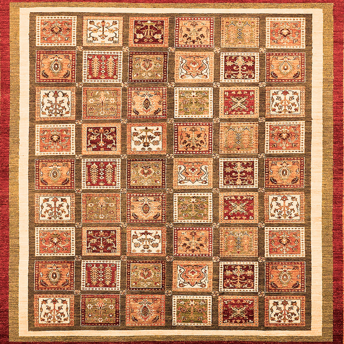 Square Machine Washable Abstract Orange Modern Area Rugs, wshabs379org