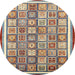 Round Machine Washable Abstract Chestnut Brown Rug, wshabs379