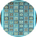 Round Machine Washable Abstract Light Blue Modern Rug, wshabs379lblu