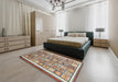 Machine Washable Abstract Chestnut Brown Rug in a Bedroom, wshabs379