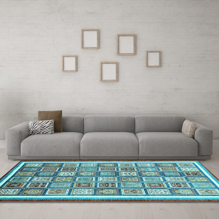 Machine Washable Abstract Light Blue Modern Rug in a Living Room, wshabs379lblu