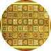 Round Machine Washable Abstract Yellow Modern Rug, wshabs379yw