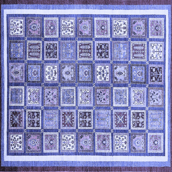 Square Machine Washable Abstract Blue Modern Rug, wshabs379blu