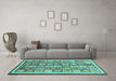 Machine Washable Abstract Turquoise Modern Area Rugs in a Living Room,, wshabs379turq