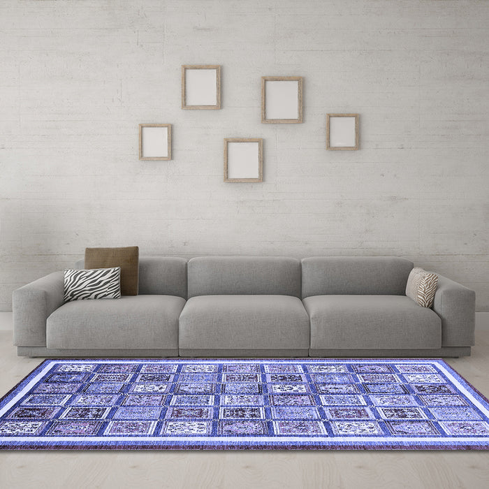 Machine Washable Abstract Blue Modern Rug in a Living Room, wshabs379blu