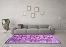 Machine Washable Abstract Purple Modern Area Rugs in a Living Room, wshabs379pur