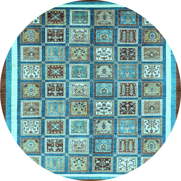 Round Abstract Light Blue Modern Rug, abs379lblu