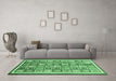 Machine Washable Abstract Emerald Green Modern Area Rugs in a Living Room,, wshabs379emgrn