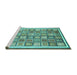 Sideview of Machine Washable Abstract Turquoise Modern Area Rugs, wshabs379turq