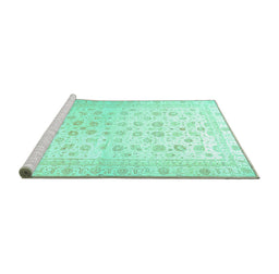 Sideview of Machine Washable Oriental Turquoise Traditional Area Rugs, wshabs37turq