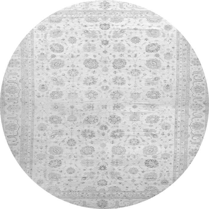 Round Machine Washable Oriental Gray Traditional Rug, wshabs37gry