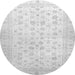 Round Machine Washable Oriental Gray Traditional Rug, wshabs37gry