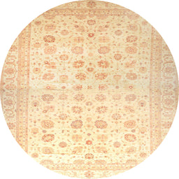 Round Abstract Sun Yellow Oriental Rug, abs37