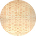 Round Abstract Sun Yellow Oriental Rug, abs37