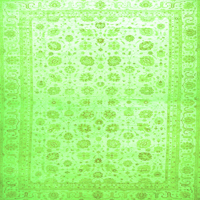 Square Machine Washable Oriental Green Traditional Area Rugs, wshabs37grn