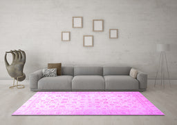 Machine Washable Oriental Purple Traditional Area Rugs in a Living Room, wshabs37pur