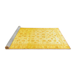 Sideview of Machine Washable Oriental Yellow Traditional Rug, wshabs37yw