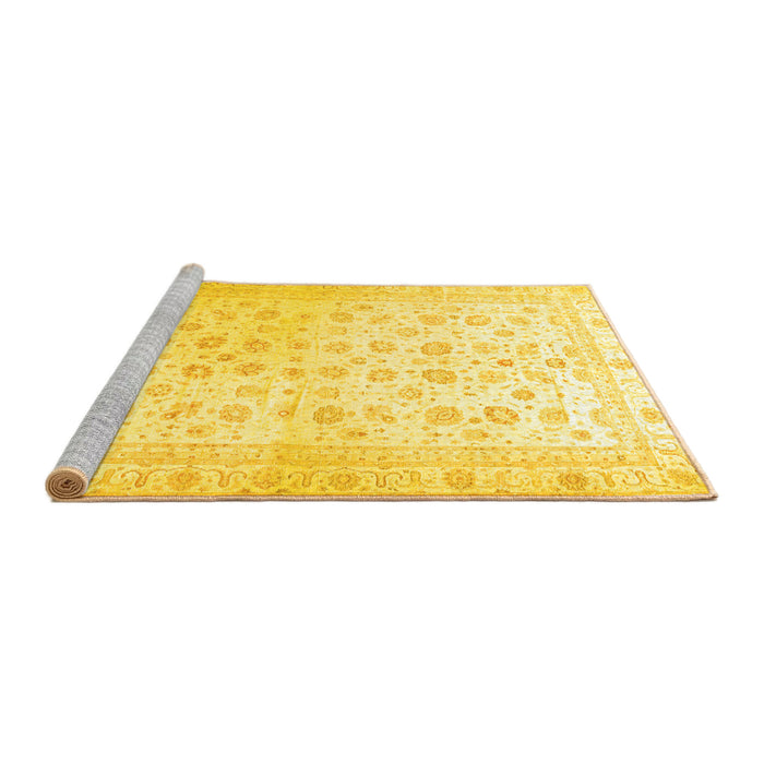 Sideview of Machine Washable Oriental Yellow Traditional Rug, wshabs37yw