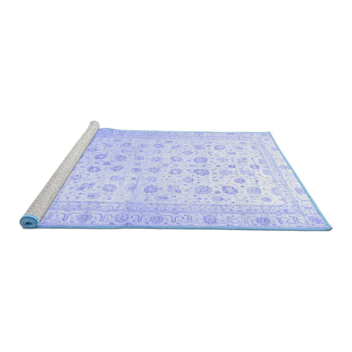 Sideview of Machine Washable Oriental Blue Traditional Rug, wshabs37blu