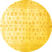 Round Machine Washable Oriental Yellow Traditional Rug, wshabs37yw