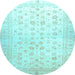 Round Oriental Light Blue Traditional Rug, abs37lblu