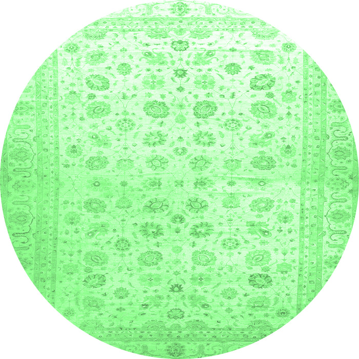 Round Machine Washable Oriental Emerald Green Traditional Area Rugs, wshabs37emgrn