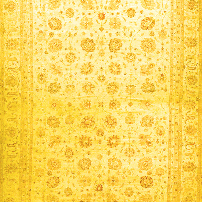 Machine Washable Oriental Yellow Traditional Rug, wshabs37yw