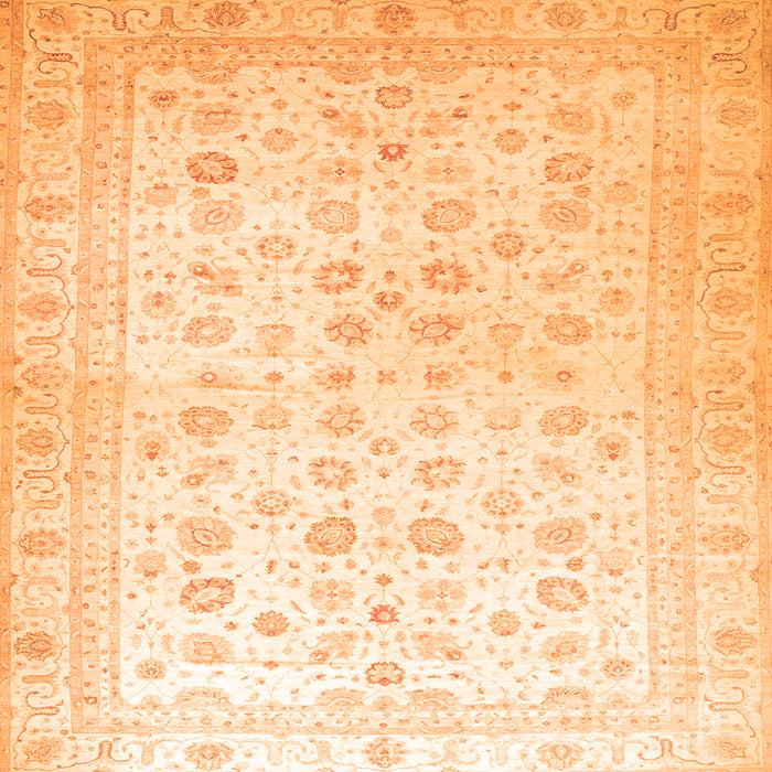 Square Machine Washable Oriental Orange Traditional Area Rugs, wshabs37org