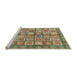 Sideview of Machine Washable Abstract Red Brown Rug, wshabs380