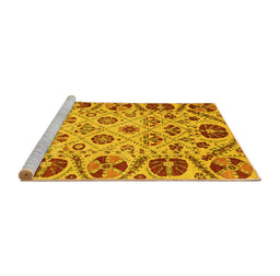 Sideview of Machine Washable Abstract Yellow Modern Rug, wshabs3800yw