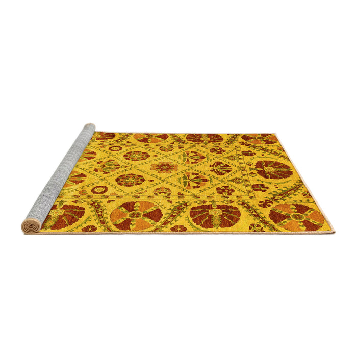 Sideview of Machine Washable Abstract Yellow Modern Rug, wshabs3800yw