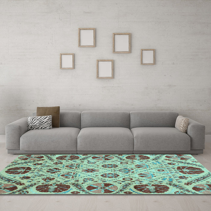 Machine Washable Abstract Light Blue Modern Rug in a Living Room, wshabs3800lblu