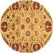 Round Abstract Brown Modern Rug, abs3800brn